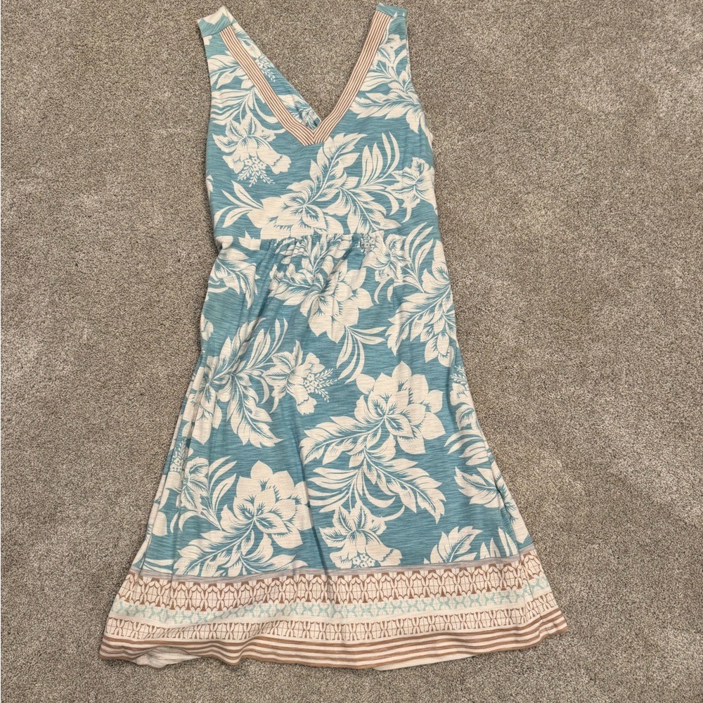 Tommy Bahama Blue and Cream Floral Midi Dress